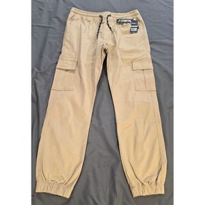 William Rast Mens Stretch Cargo Jogger Pants Tan Khaki Size 36 NWT